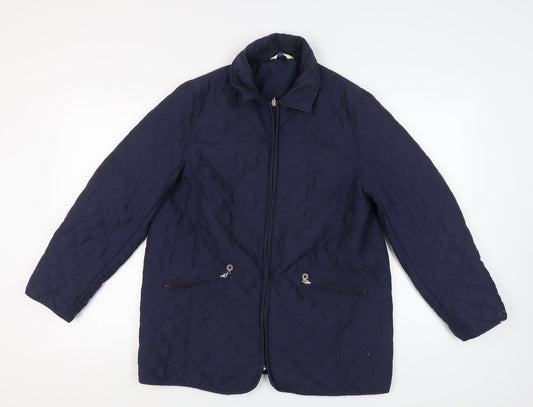 Womens UK Size 14 Classics Blue Quilted Coat