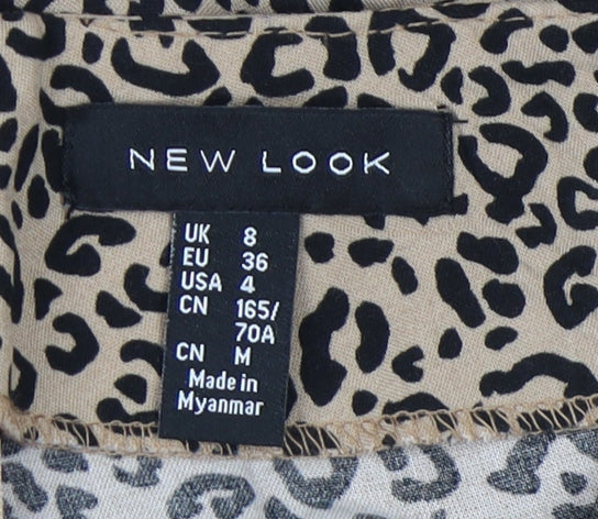 New Look Women's Beige Animal Print Culotte Shorts Size 8