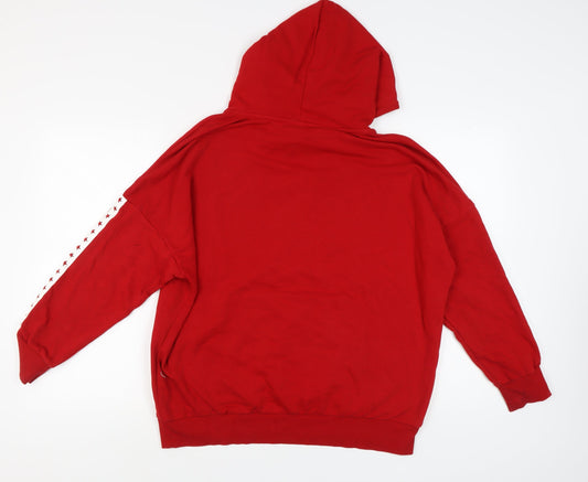 H&M Unisex Red Pullover Hoodie, M, Graphic Print