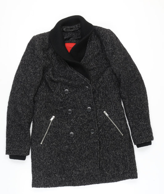 Womens UK Size S Mango Black Pea Coat