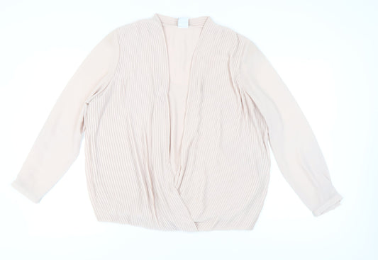 MADELEINE Women's Beige Wrap Blouse in Size 18