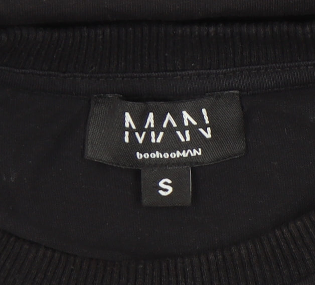 Mens UK Size S boohooMAN Black T-Shirt