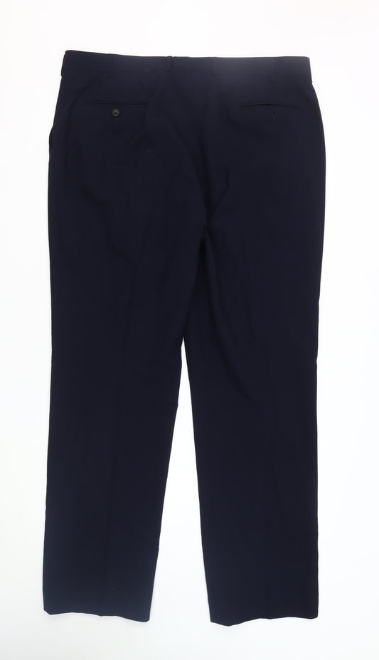 Mens UK Size 38L Skopes Classic Fit Dress Pants Navy Trousers