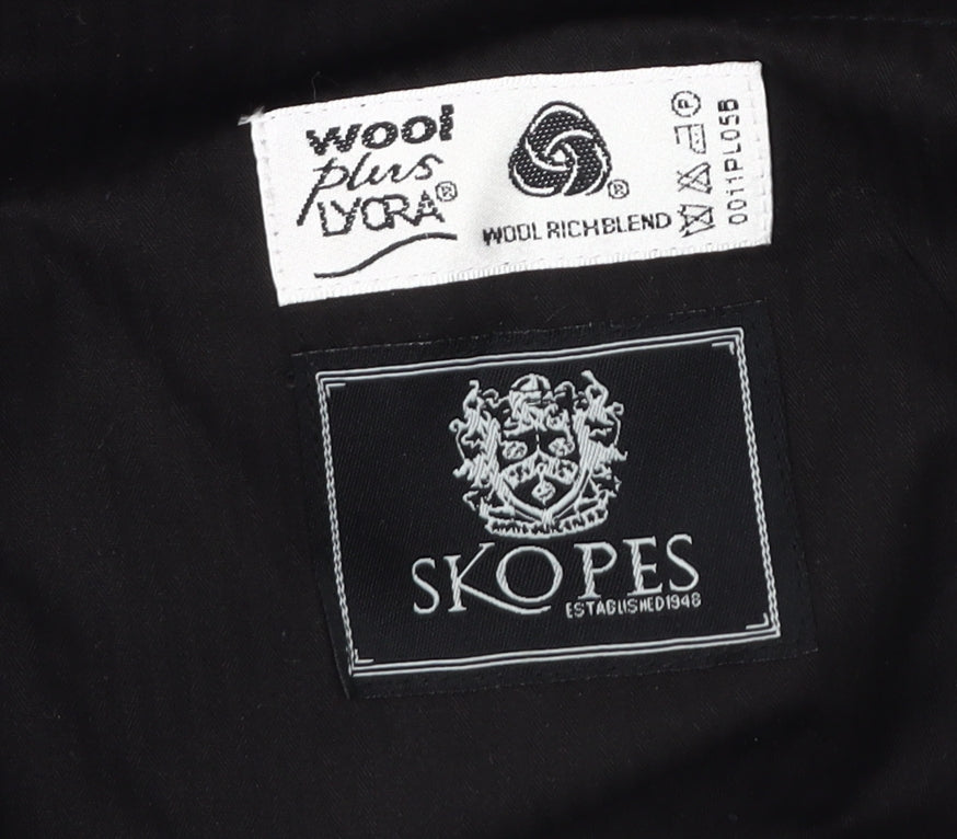 Skopes Men's Black Dress Pants, 40L, Wool Blend, Formal Wear