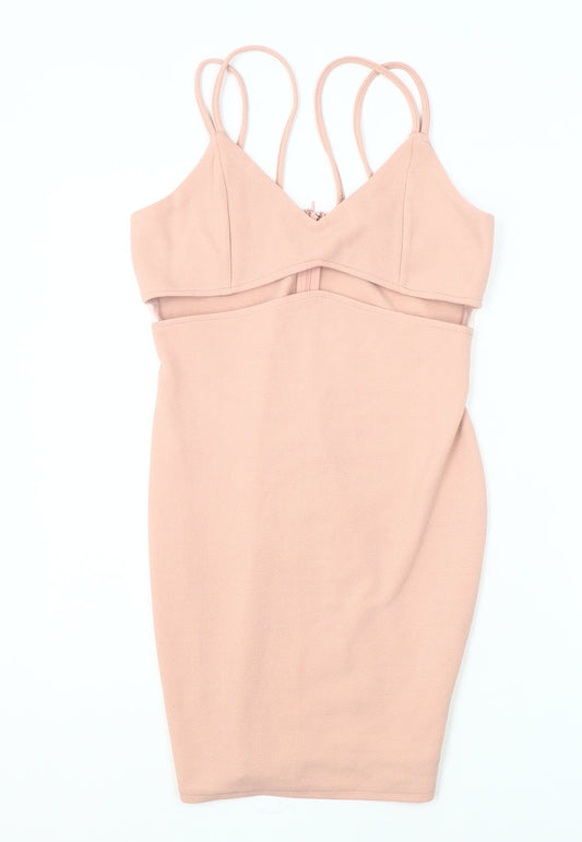 Additional front view of AX Women Beige Knee Length Bodycon Dress, size 12