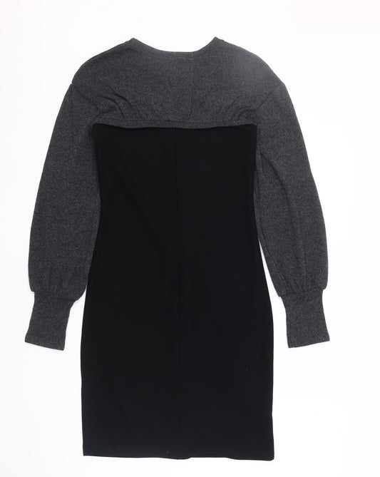 Zara Women’s Black Grey Dress M Long Sleeve Casual