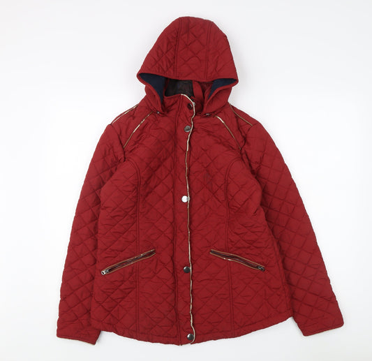 Womens UK Size 14 Cotton Traders Red Puffer Jacket