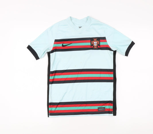 Additional front view of Nike boys’' blue football jersey m athletic fit