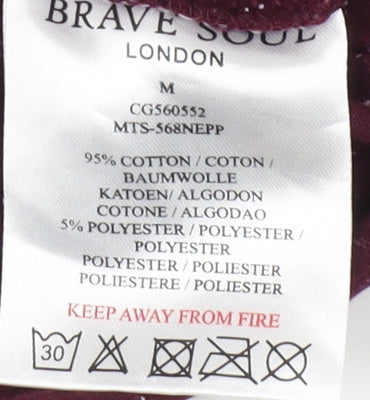 Unisex Adults UK Size M Brave Soul Red Basic T-Shirt