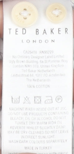 Ted Baker Men's White Geometric Dress Shirt S