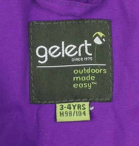 Gelert Girls Purple Hooded Waterproof Jacket 3-4 Years