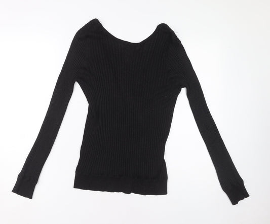 Additional front view of Jacqueline de Yong Black Wrap Blouse, size L, Women's