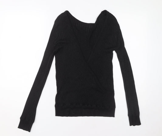 Jacqueline de Yong Black Wrap Blouse, Size L, Women's