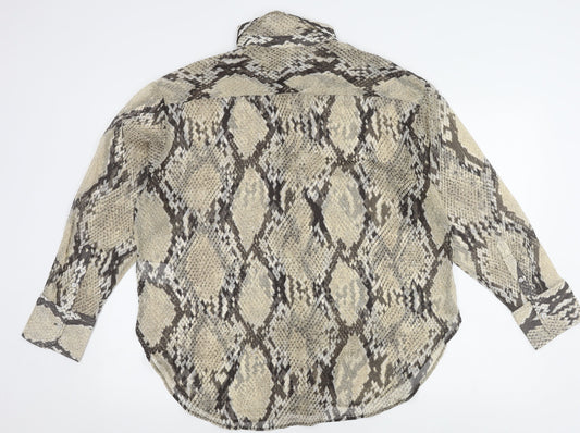 H&M Women’s Multicoloured Size 12 Animal Print Button-Up Shirt