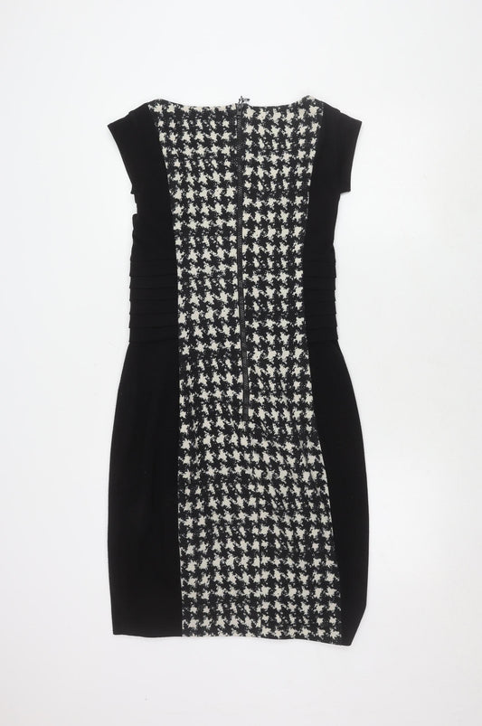 Jax Women's Black Sheath Dress, Size 10, Houndstooth