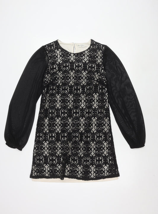 Additional front view of Miss Selfridge Women’s Black Ivory Long Sleeve Dress