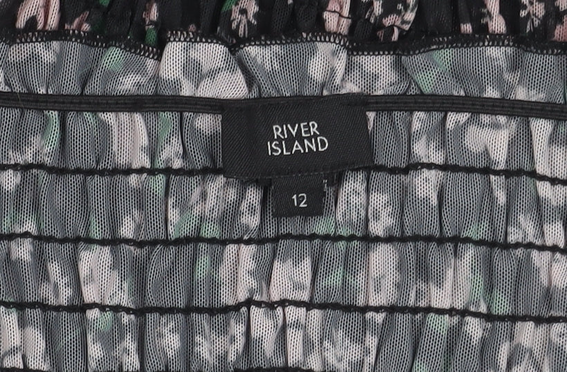 Womens UK Size 12 River Island Black Cropped Blouse