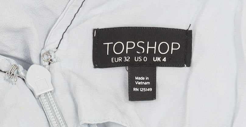 Topshop Women Blue Jumpsuit Size 4 Sleeveless Wide-Leg