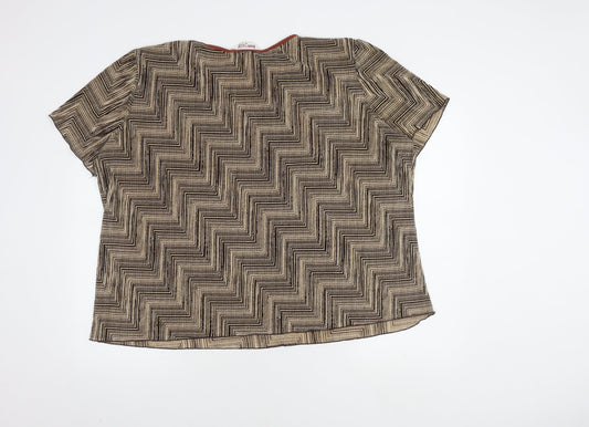 Bonmarché Women Beige Geometric Blouse Size 20