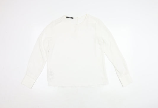 Womens UK Size S Mango White Basic T-Shirt