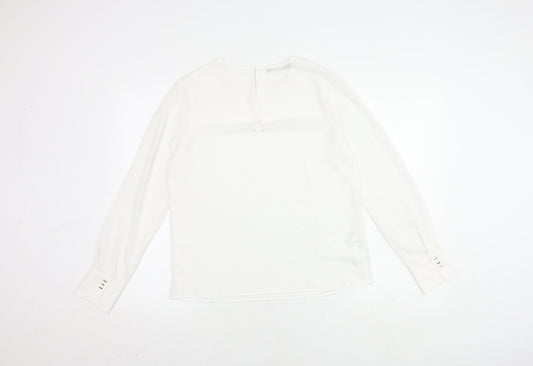 Womens UK Size S Mango White Basic T-Shirt