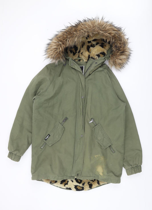 Womens UK Size 8 Superdry Green Parka Coat
