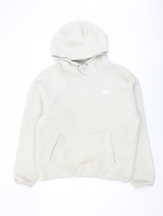Additional front view of Nike unisex ivory m pullover hoodie with logo & pocket
