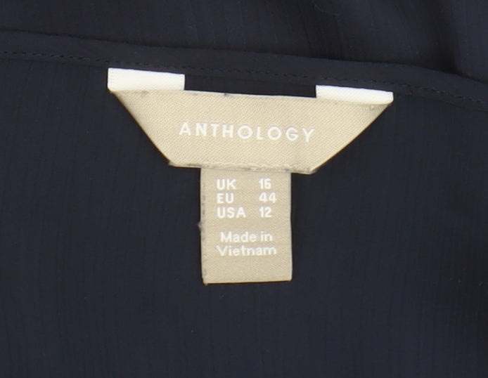 Anthology Women's Blue Long Sleeve Blouse Size 16