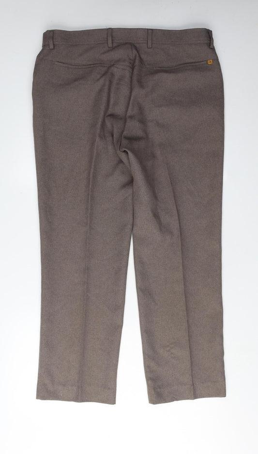 Farah Men's Brown Straight Trousers 38 Regular