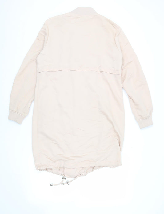 New Look Women's Beige Long Bomber Jacket Size 10