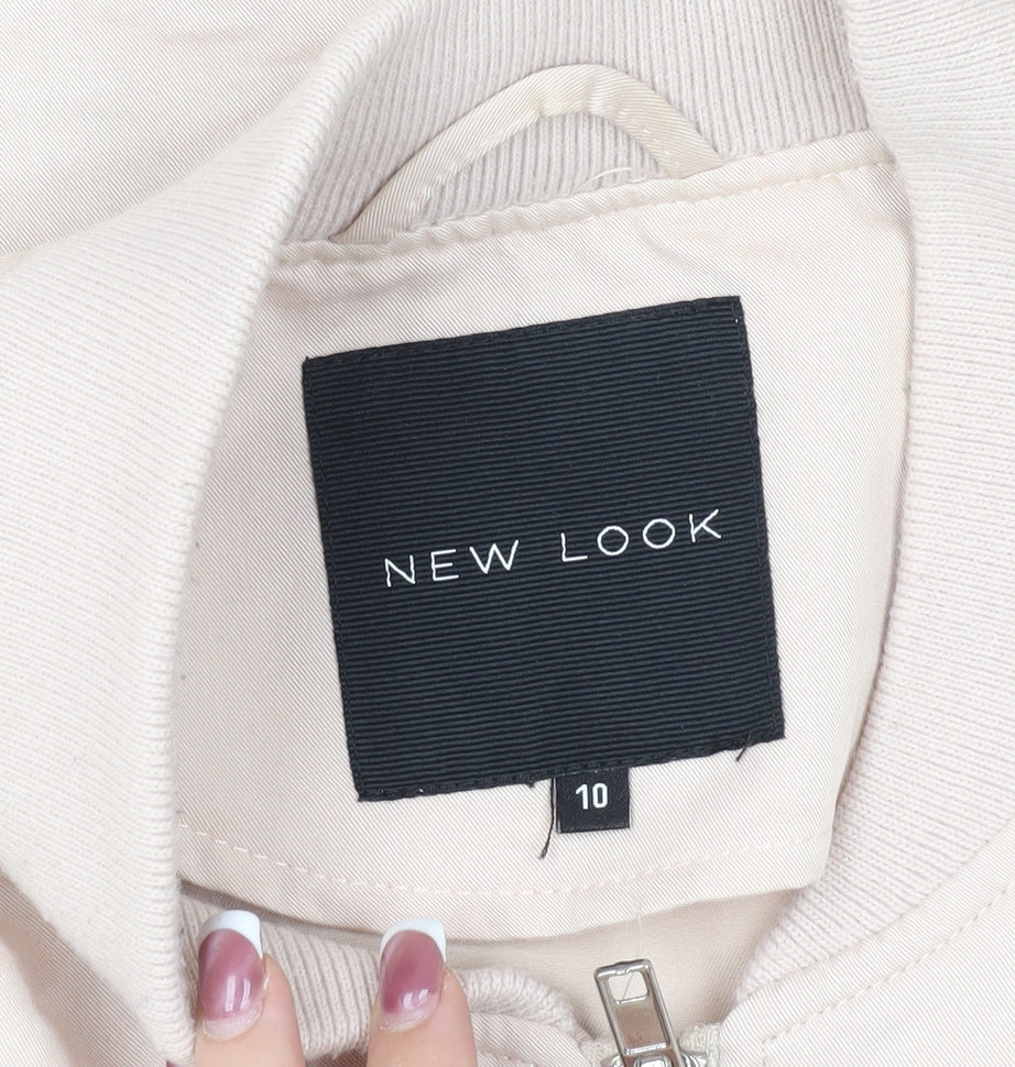 Womens UK Size 10 New Look Beige Bomber Jacket