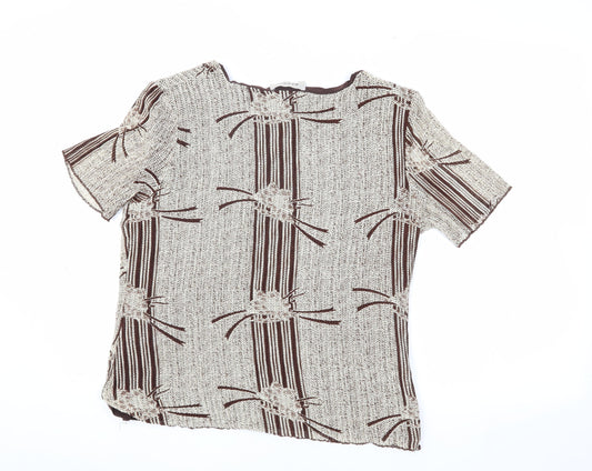 Womens UK Size XL BASSINI Brown Basic T-Shirt