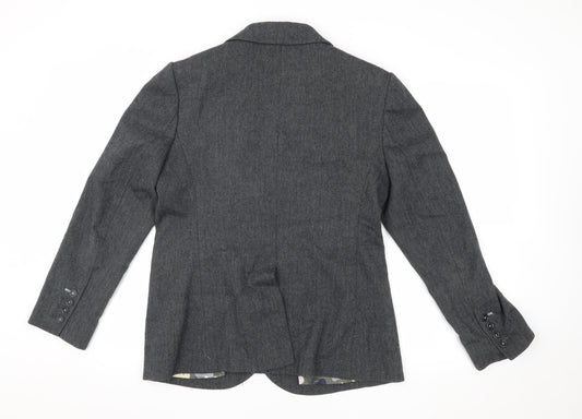 Boden Women Grey Blazer UK 10 Herringbone Wool