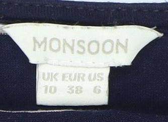 Monsoon Women's Blue Striped Jersey Dress Size 10