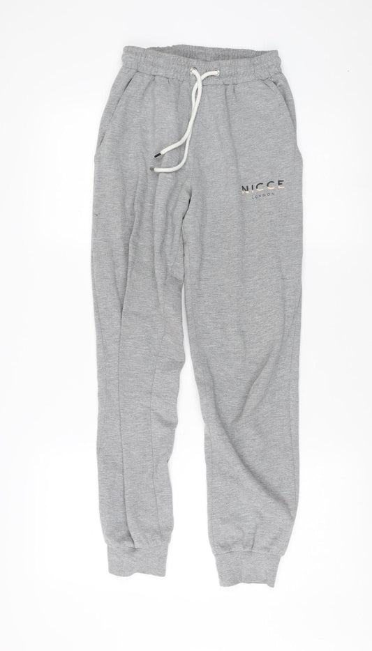 Additional front view of NICCE Men's Grey Track Pants, size S, Casual Sweatpants