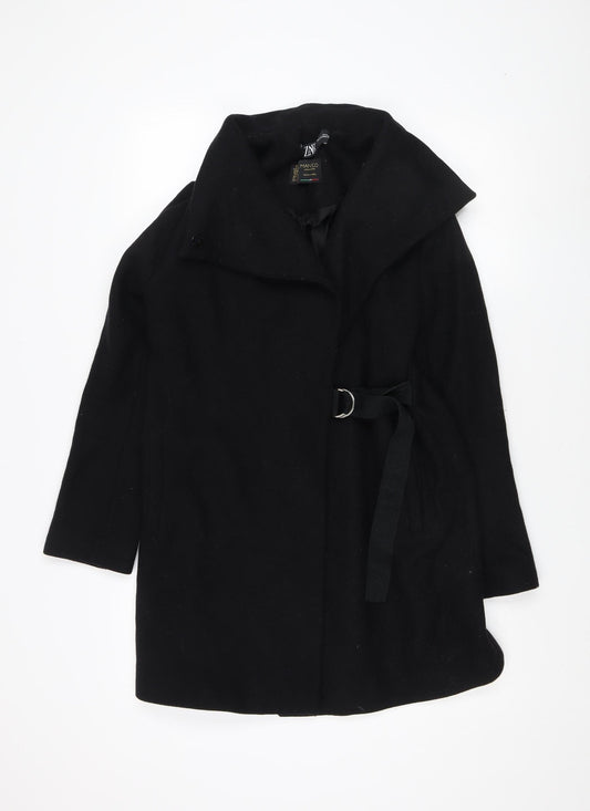 Womens UK Size S Zara Black Overcoat Coat