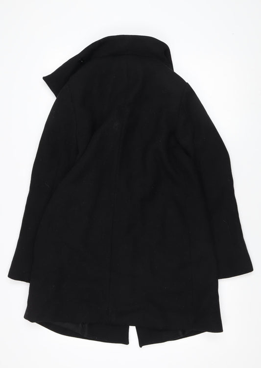 Womens UK Size S Zara Black Overcoat Coat