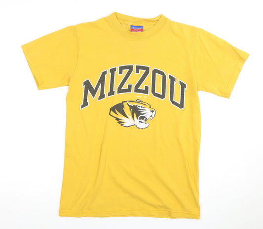 Additional front view of Champion Yellow unisex adults basic t-shirt s
