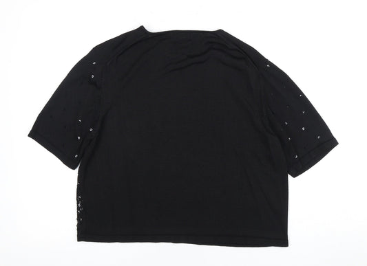 Womens UK Size L Viyella Black Basic Blouse