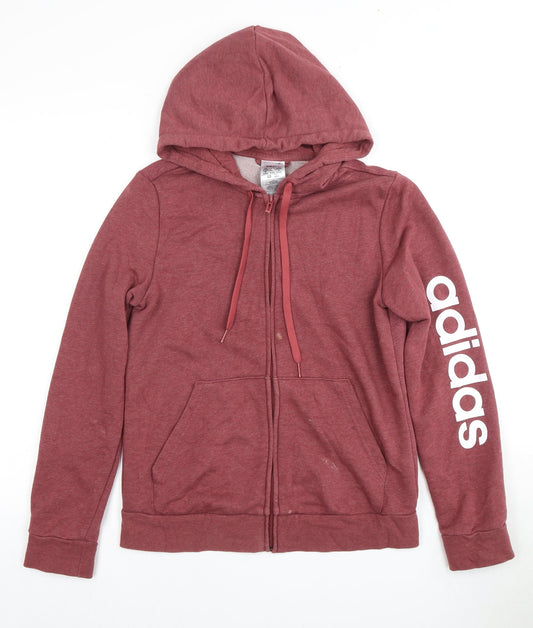 Additional front view of Adidas Women's Red Hoodie, M, Full Zip, Logo