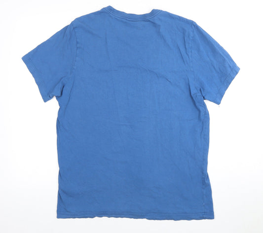 Nike Men's Blue Crew Neck Short Sleeve Logo T-Shirt - L