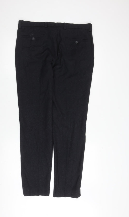 Paul Costelloe Men's Black Wool Slim Trousers 34R