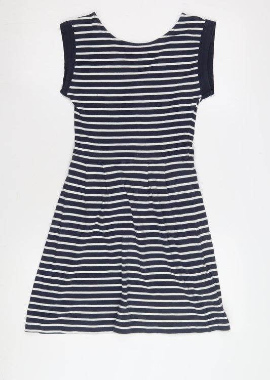 Additional front view of French Connection Women's Blue Striped Dress, size 8