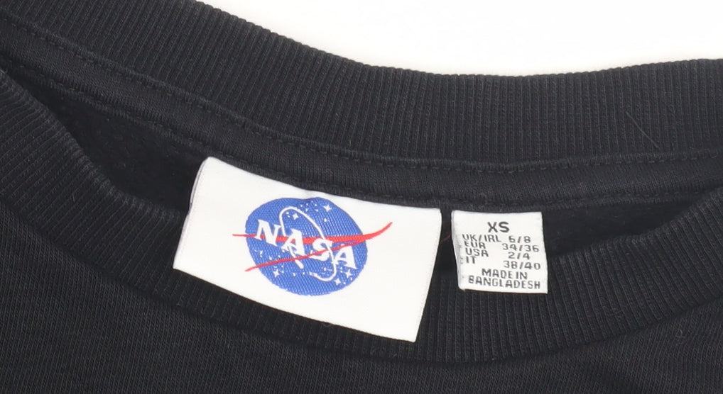 Unisex Adults UK Size XS NASA Black Pullover Sweatshirt