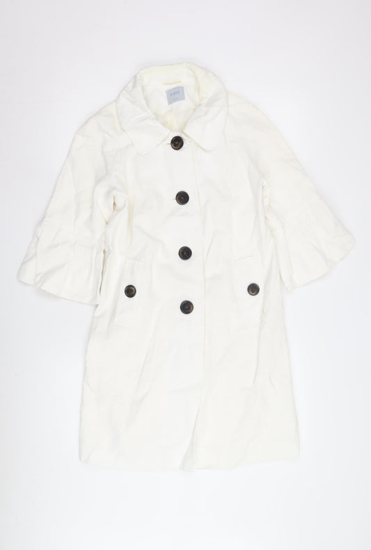 Womens UK Size 10 Oasis White Overcoat