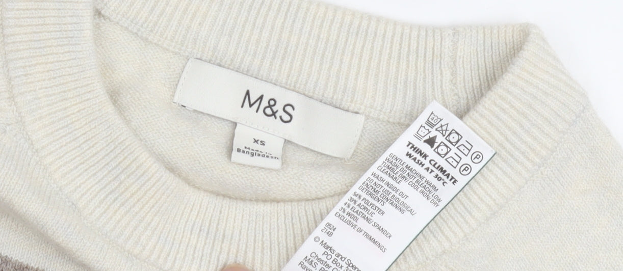 Womens UK Size XS Marks and Spencer Beige Pullover Jumper