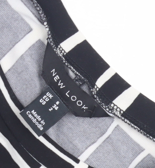 New Look Women's Black Check Dress Size 6