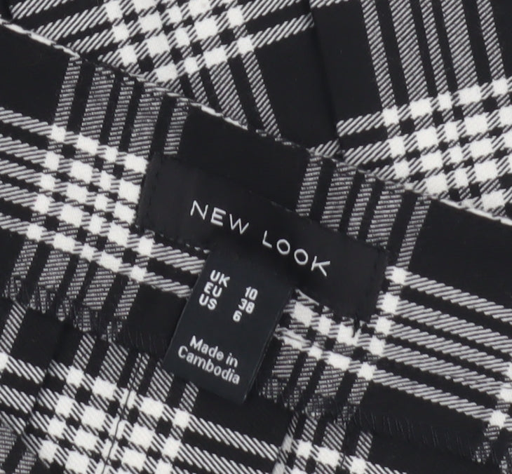 New Look Women's Black Plaid Pleated Skirt Size 10
