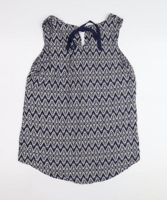 M&Co Women's Blue Geometric Tank Top Size 14