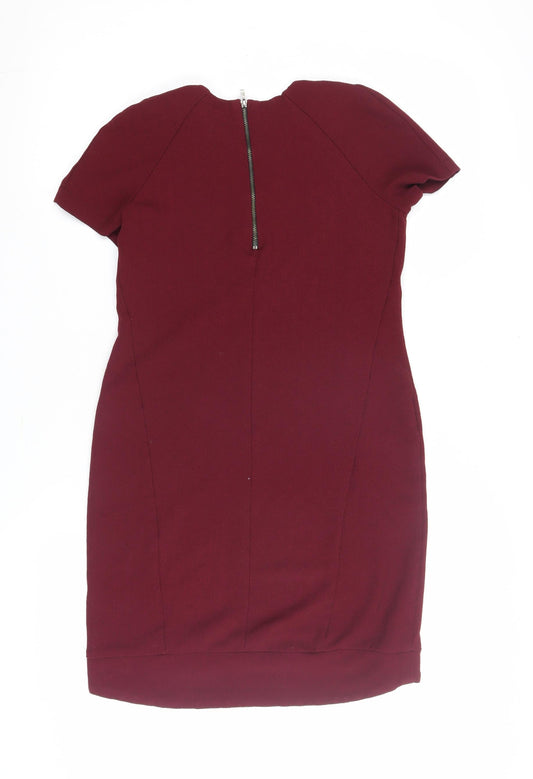 Topshop Women's Red Dress UK 6 Short Sleeve